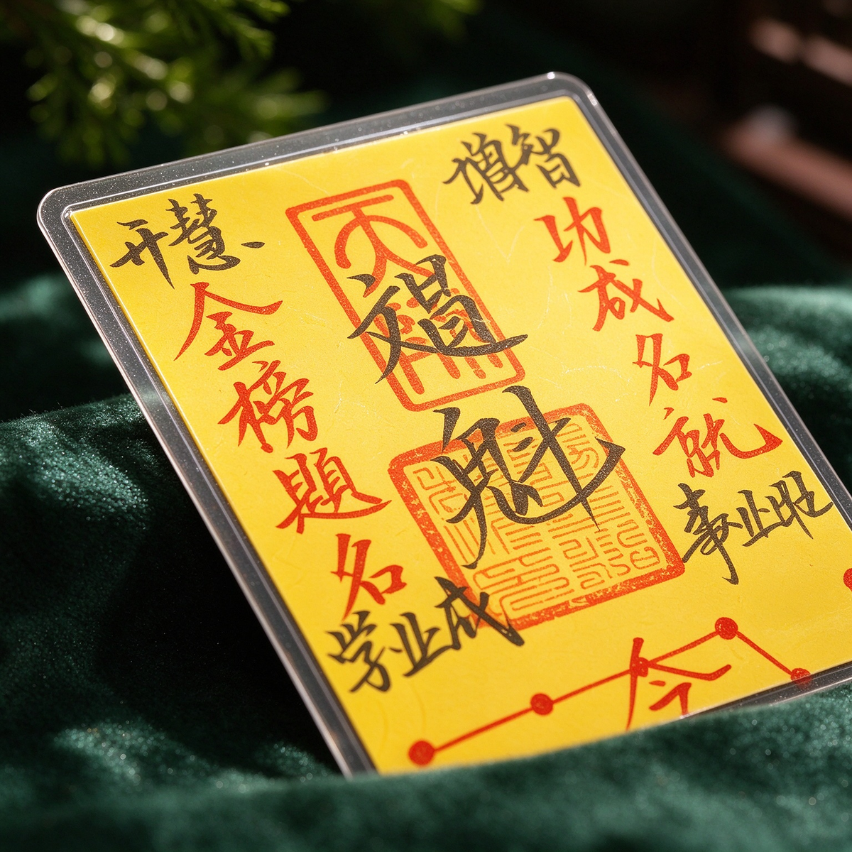 Hand-Drawn Daoist Wenchang Talisman Card (文昌符) with Vermilion Seal, Pocket Keepsake for Daily Carry & Gifting