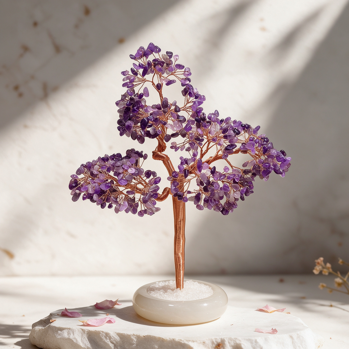 10 inch natural purple crystal tree with copper branches