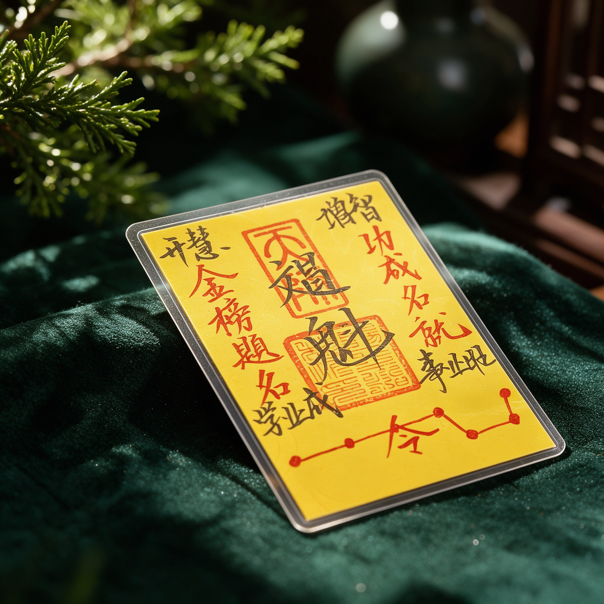 Hand-Drawn Daoist Wenchang Talisman Card (文昌符) with Vermilion Seal, Pocket Keepsake for Daily Carry & Gifting