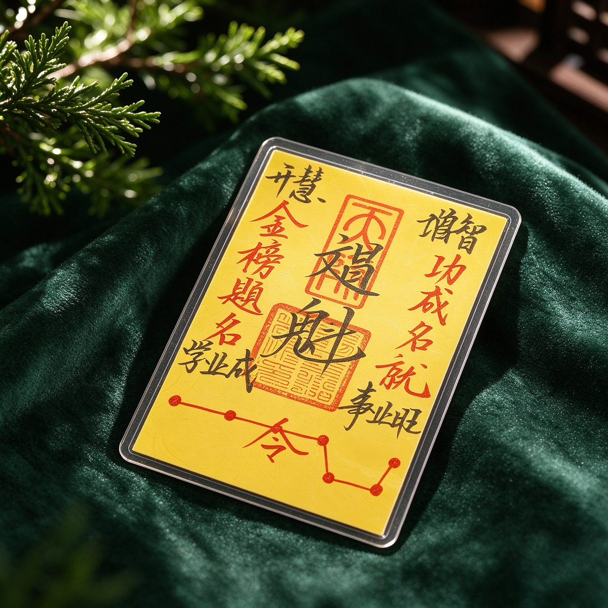 Hand-Drawn Daoist Wenchang Talisman Card (文昌符) with Vermilion Seal, Pocket Keepsake for Daily Carry & Gifting