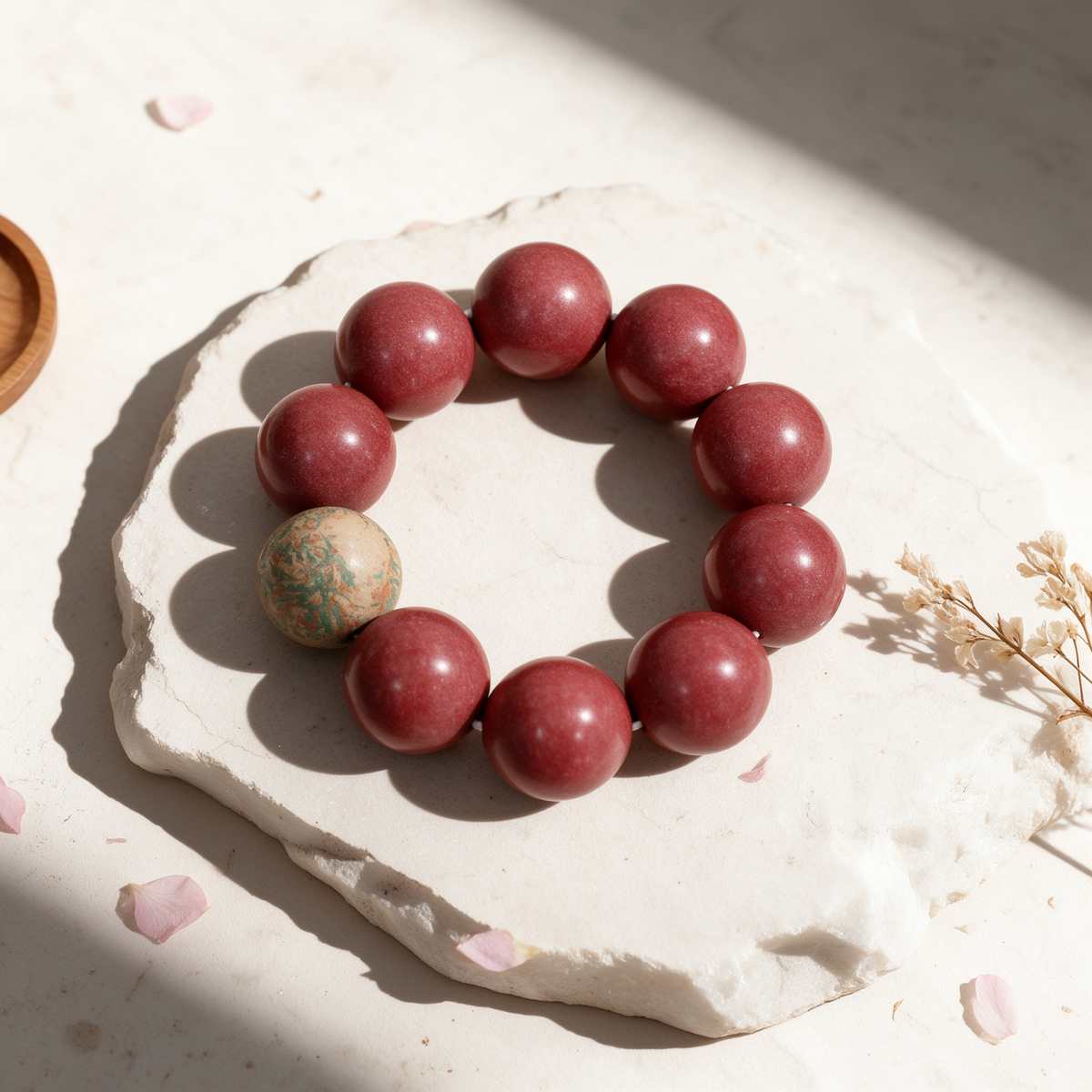 Lady Huarui inspired handmade scented incense bead bracelet, close-up detail