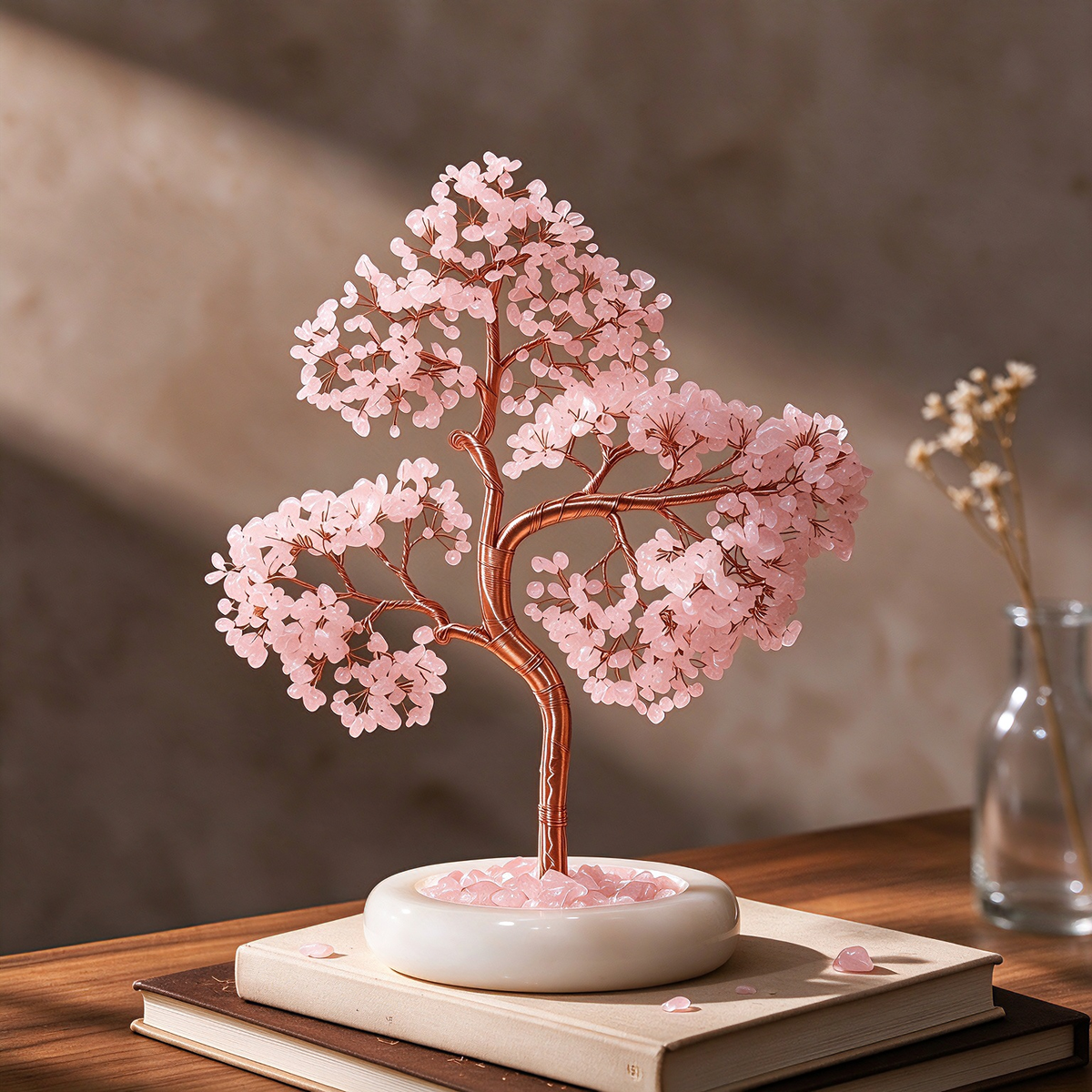 Natural Rose Quartz Crystal Tree (10")