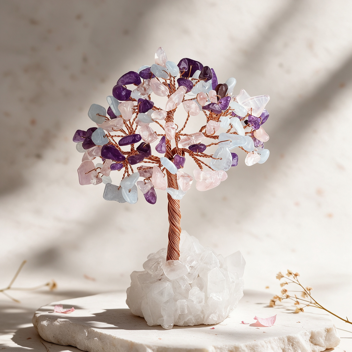 5 inch mixed gemstone crystal tree for desk decor